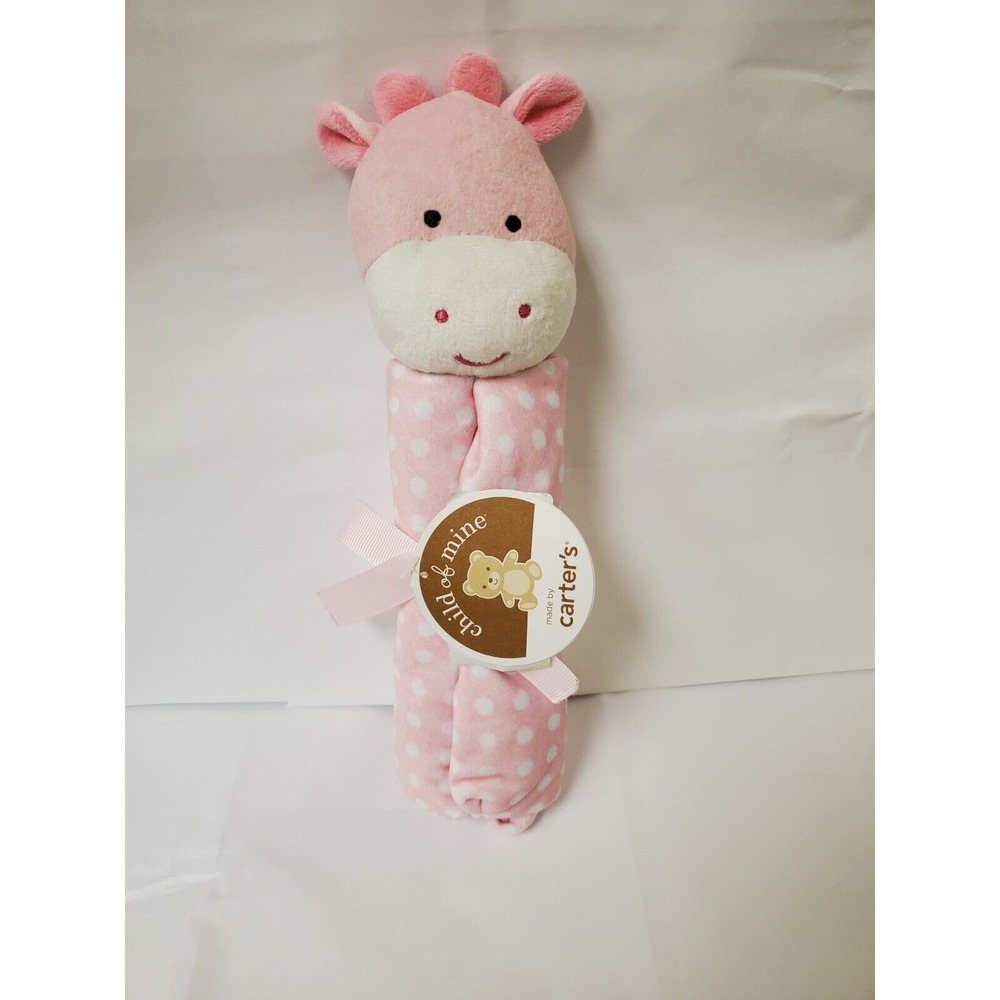 Carter's pink /‎ white polkadot security blanket Lovey Giraffe NWT